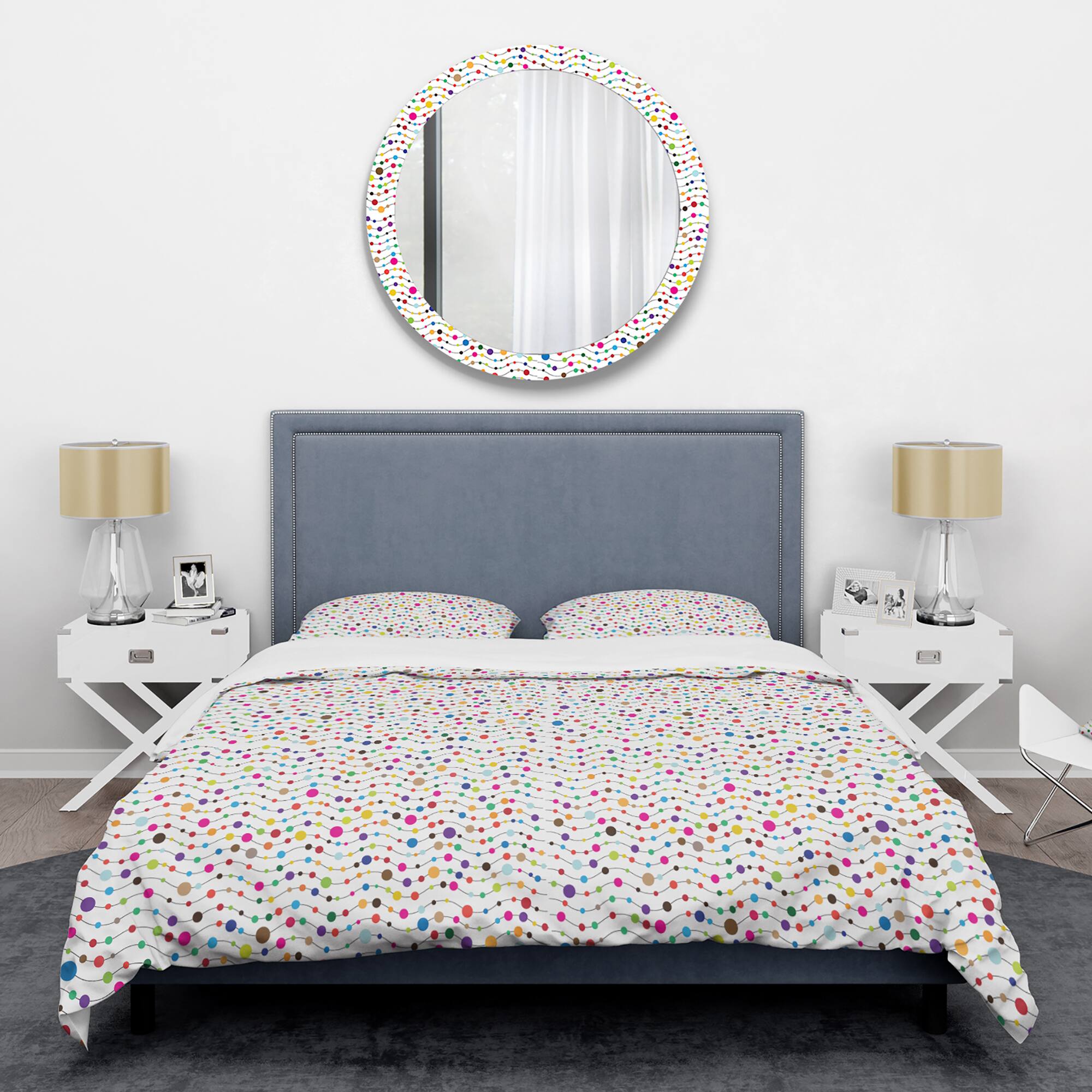 Designart 'Color Waves of Polka Dots' Mid-Century Duvet Cover Set
